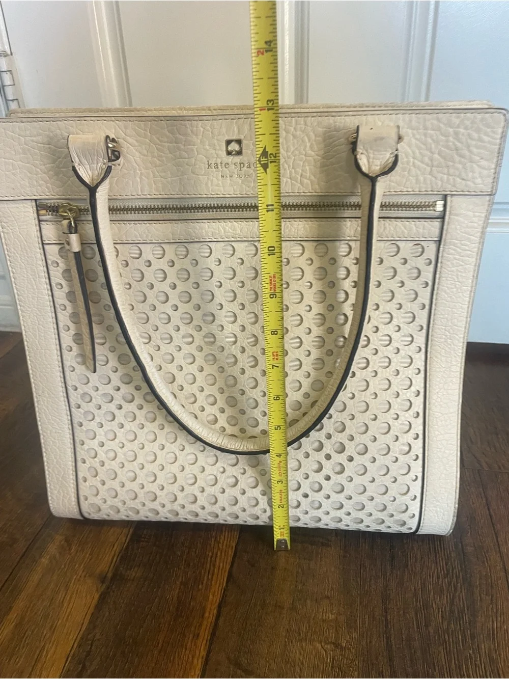 Kate Spade Cream Perforated Leather Tote Bag